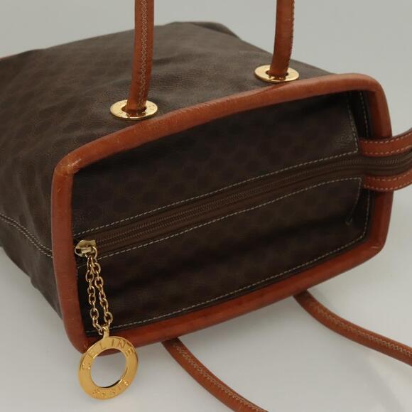 CELINE Macadam Canvas Hand Bag Pvc Leather Brown Gold - Picture 6 of 13